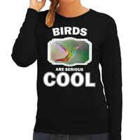 Sweater birds are serious cool zwart dames - vogels/ kolibrie vogel trui