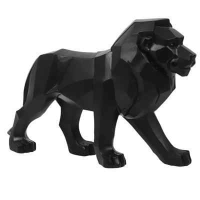Beeldje Leeuw origami stijl - 33 cm - polyresin - zwart - decoratie dier Beeldje Leeuw origami stijl - 33 cm - polyresin - zwart - decoratie dier