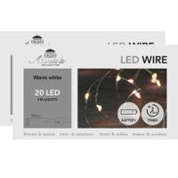 Draadverlichting lichtsnoeren - 2x st- zilver- 20 leds- warm wit - 100 cm - thumbnail