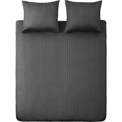 Ten Cate katoen satijnen lits-jumeaux dekbedovertrek streep 240x200/220 cm antraciet