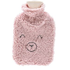 Warmwaterkruik 2 liter met zachte fleece hoes biggetje roze