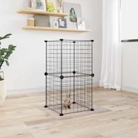 VidaXL Huisdierenkooi met 8 panelen 35x35 cm staal zwart