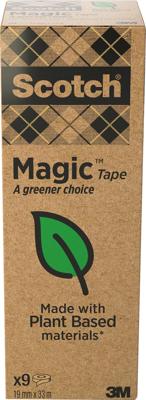 Plakband Magic Tape: A greener choice, ft 19 mm x 33 m, toren met 9 rollen