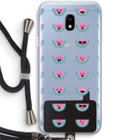 Smiley watermeloenprint: Samsung Galaxy J3 (2017) Transparant Hoesje met koord