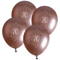 Verjaardag leeftijd ballonnen 70 jaar - 24x - rosegoud - 30 cm - Feestartikelen/versieringen