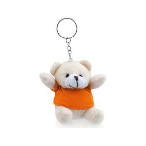 Pluche teddybeer knuffel sleutelhanger - oranje - 8 cm - Beren dieren sleutelhangers