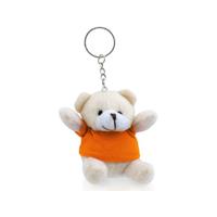 Pluche teddybeer knuffel sleutelhanger - oranje - 8 cm - Beren dieren sleutelhangers