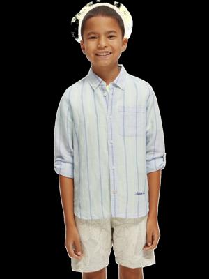 Yarn-dyed long sleeve linen shirt