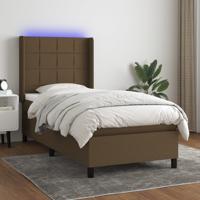 Boxspring met matras en LED stof donkerbruin 80x200 cm
