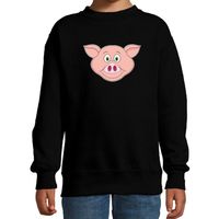 Cartoon varken trui zwart voor jongens en meisjes - Cartoon dieren sweater kinderen - thumbnail