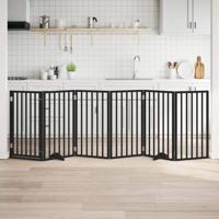 VidaXL Hondenhek inklapbaar 6 panelen 300 cm populierenhout zwart