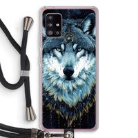 Darkness Wolf: Samsung Galaxy A51 5G Transparant Hoesje met koord Darkness Wolf: Samsung Galaxy A51 5G Transparant Hoesje met koord