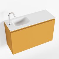 Toiletmeubel Mondiaz Olan | 80 cm | Meubelkleur Ocher | Lex wastafel Talc Links | 1 kraangat