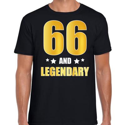 66 and legendary verjaardag cadeau t-shirt - zwart - gouden letters - heren - 66 jaar geworden