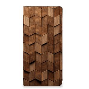 Book Wallet Case voor Motorola Moto G54 Wooden Cubes