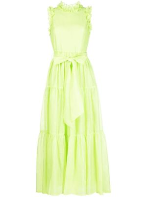 Baruni robe longue ceinturée à volants - Vert