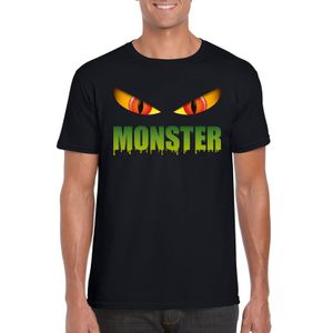 Halloween monster ogen t-shirt zwart heren