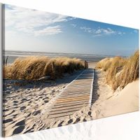 Schilderij - Onbewaakt strand , beige blauw - thumbnail