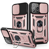 iPhone 16 hoesje - Backcover - Rugged Armor - Camerabescherming - Extra valbescherming - TPU - Rose Goud - thumbnail