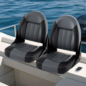 2-Delige Set Inklapbare Bootstoel met 7 cm Dikke Schuimrubberen Bekleding Bootstoel met Hoge Rugleuning
