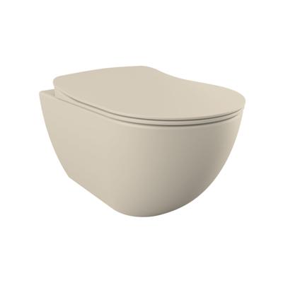 Creavit Hangend Toilet - 35.3x51cm - spoelrandloos - met zitting - koel grijs SW1152754/SW1152750