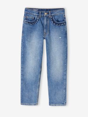 Rechte jeans MorphologiK meisjes heupomvang Medium stone