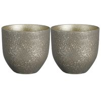 2x stuks plantenpot/bloempot zwart met flakes patroon - D20/H18 cm