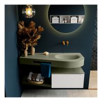 Mondiaz Riva 120cm badmeubel onderkast planchet kleur talc met 1 lade wastafel rechts kleur army