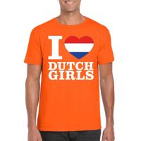 Oranje I love Dutch girls -Feestkleding t-shirt - heren - Oranje Koningsdag - Holland supporters