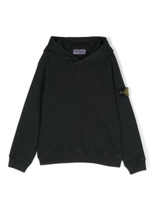 Stone Island Junior hoodie en coton à patch logo - Noir