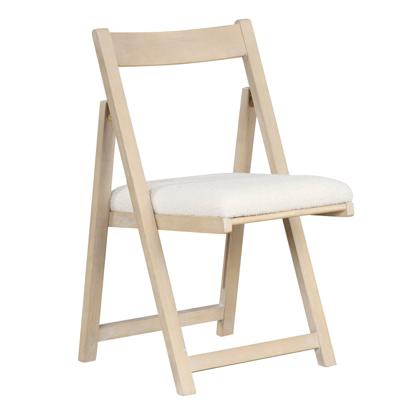 2-delige set Houten Klapstoelen met Kussen Armloos Stapelbare Eetkamerstoelen Gestoffeerde Stoelen Natuur