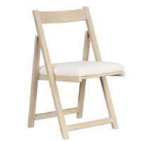 2-delige set Houten Klapstoelen met Kussen Armloos Stapelbare Eetkamerstoelen Gestoffeerde Stoelen Natuur
