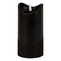 Led wax stompkaars - zwart - H15 x D7,5 cm - warm wit licht - 3D lont Led wax stompkaars - zwart - H15 x D7,5 cm - warm wit licht - 3D lont