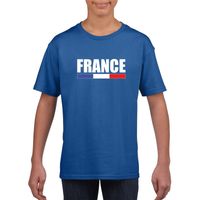 Blauw Frankrijk supporter t-shirt voor kinderen - thumbnail