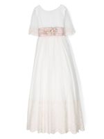 AMAYA robe en tulle à fleurs appliquées - Blanc