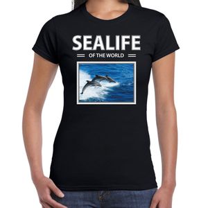 Dolfijnen t-shirt met dieren foto sealife of the world zwart voor dames