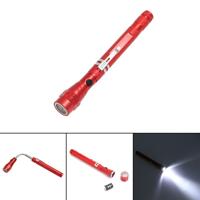 2 stuks 1W flexibele magneet Camping Hengelsport telescopische 360 graden hoofd zaklamp buiten toorts magnetische pick-up tool lamp (rood)