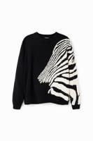 Oversized trui met zebraprint - BLACK - S