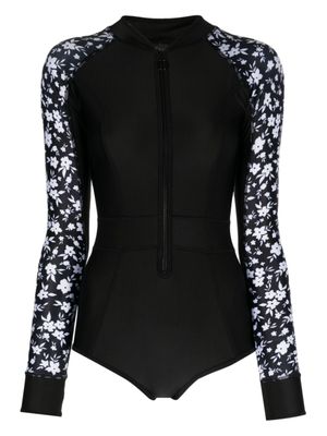 Duskii maillot de bain zippé à fleurs - Noir
