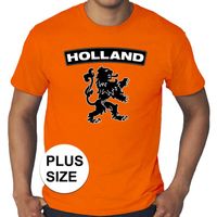 Oranje Holland shirt met zwarte leeuw grote maten shirt heren - thumbnail