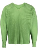 Homme Plissé Issey Miyake sweat nervuré à manches longues - Vert