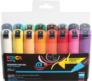 Posca paintmarker PC-7M, set van 16 stuks in geassorteerde kleuren