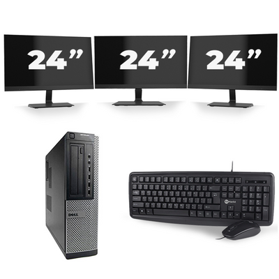 Dell Optiplex 7010 Desktop - Intel Core i5-3e Generatie - 8GB RAM - 256GB SSD - Windows 10 + 3x 24 inch Monitor