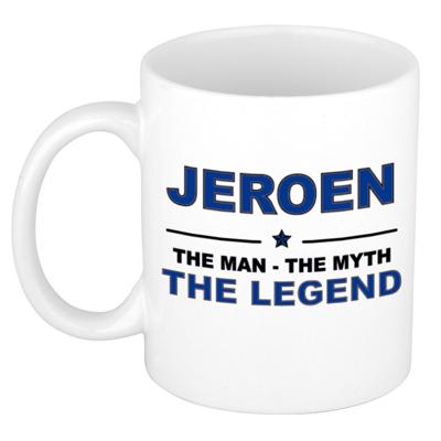 Jeroen cadeau mok - man myth legend - naam koffiemok - 300 ml - collega - vaderdag