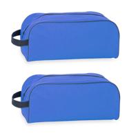 Schoenentas/reistas - 2x stuks - blauw - 8 liter - 35 x 16 x 15 cm - Reis opbergtas voor een paar sc