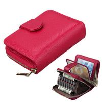 KB132 vrouwelijke stijl volnerf rundleer multifunctionele portemonnee/kaart zak/rijbewijs pakket (magenta)