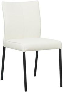 Gebroken witte leren moderne eetkamerstoel Basic - poot vierkant zwart - Toledo Leer Bianco (gebroken wit leer)