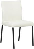Gebroken witte leren moderne eetkamerstoel Basic - poot vierkant zwart - Toledo Leer Bianco (gebroken wit leer)