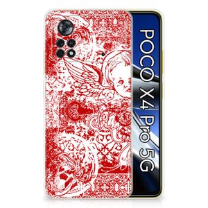 Silicone Back Case Xiaomi Poco X4 Pro 5G Angel Skull Rood