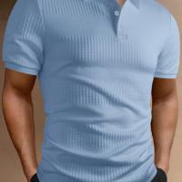 Bon&Bon Homme Poloshirt voor Heren - Kaki Effen - Korte Mouwen Baby blauw / M